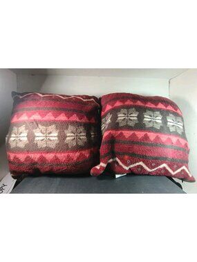 Woolrich Home Lodge Cabin Throw Pillows Lot Of 2 Fair Isle Super Soft